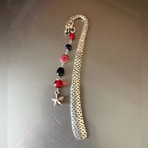 SILVER DRAGON w/ BEADED DECOR BOOKMARK
